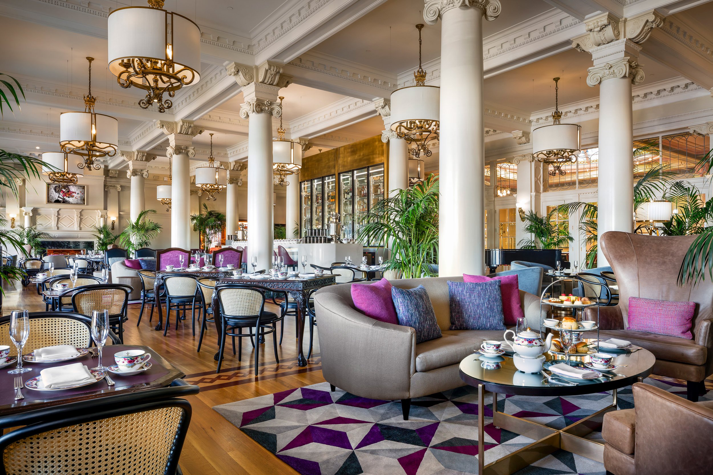 dining area with tables set up for tea