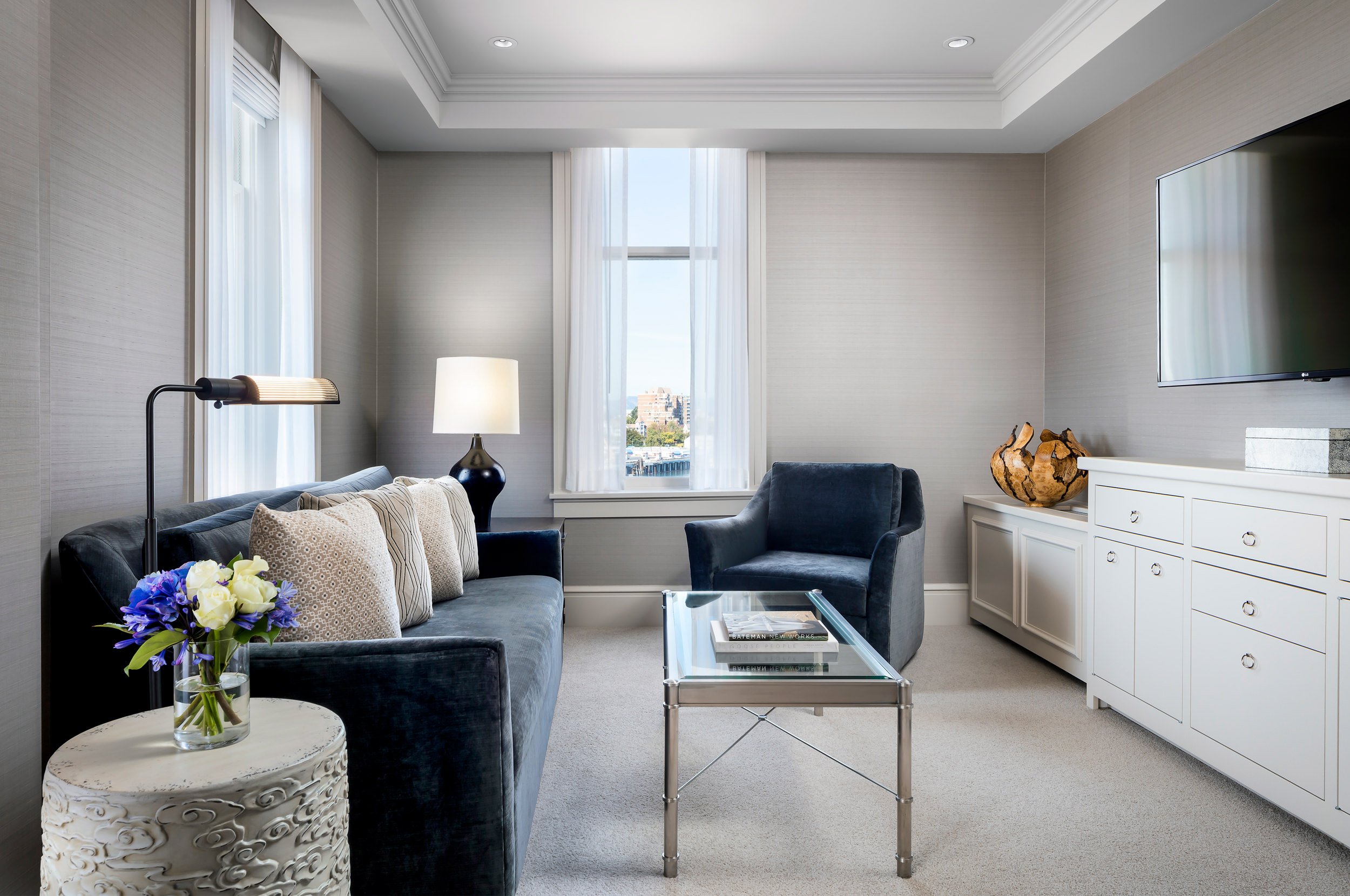 living room with television