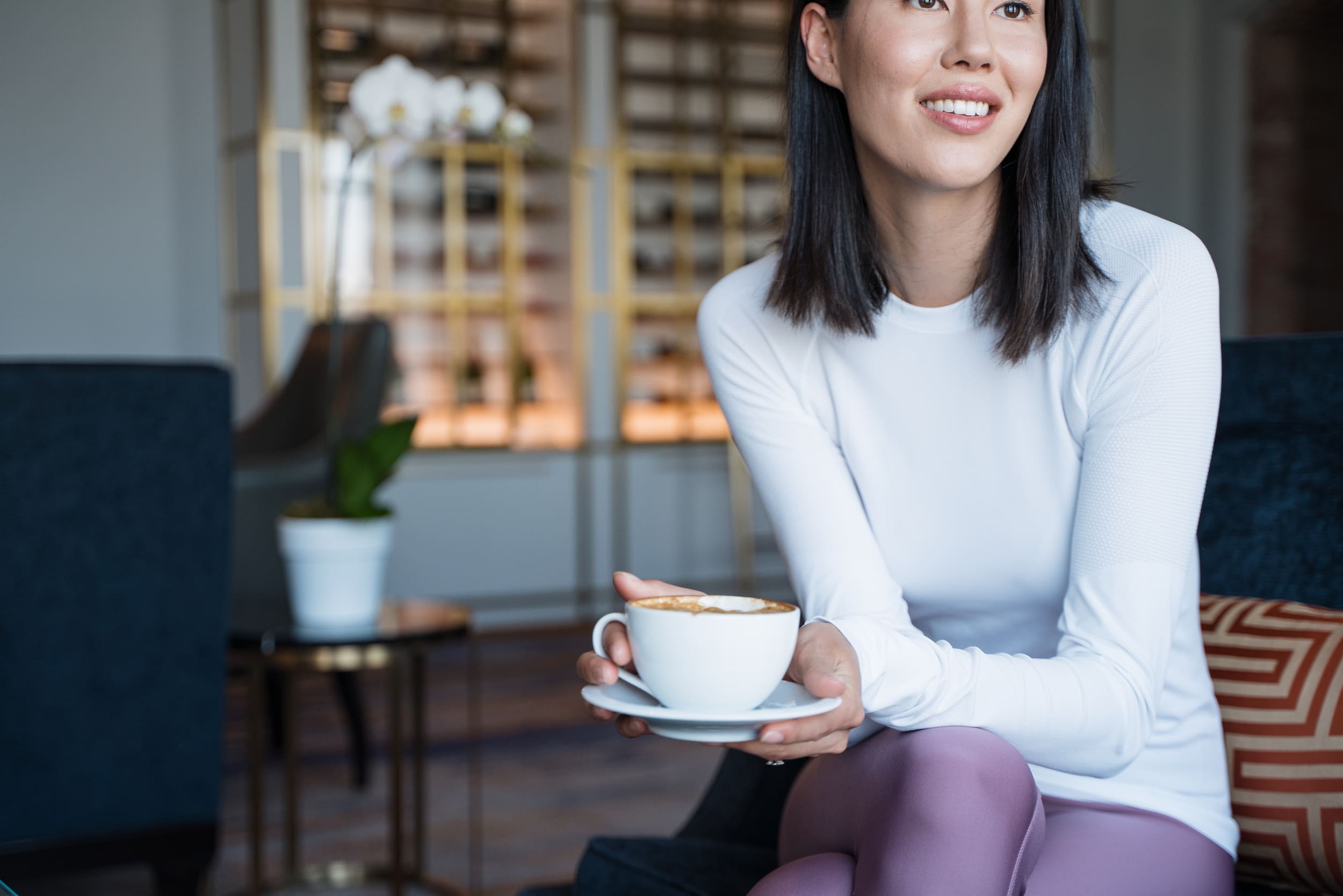 woman drinking coffee